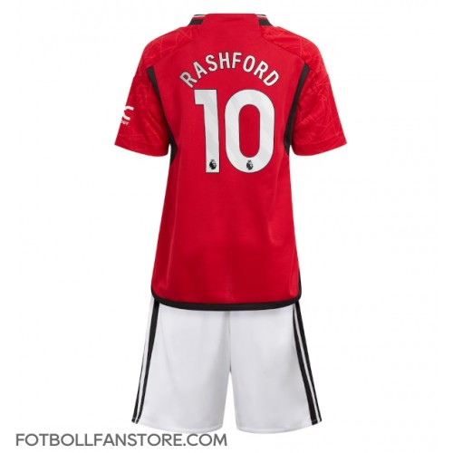 Manchester United Marcus Rashford #10 Barnkläder Hemma matchtröja till baby 2023-24 Kortärmad (+ Korta byxor) Billigt